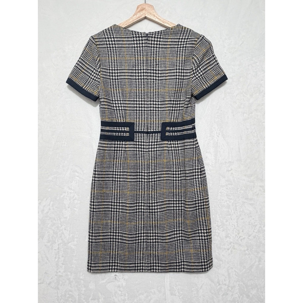 BODEN 100% WOOL BRITISH TWEED BLUE YELLOW PINAFORE MIDI DRESS UK 10 US 6 - Picture 7 of 9
